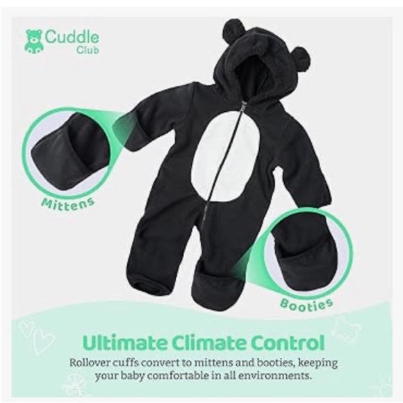 Baby Fleece Hooded Romper Bodysuit Onesie 6-12 months - Picture 3 of 10